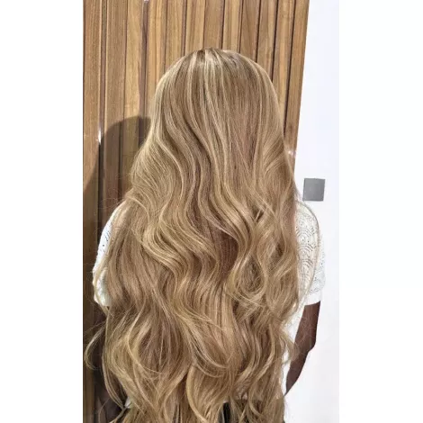 Custom MADE                                               28” 450gram Raw Wavy.                          Super double drawn.                                     13x4 Frontal  -Toned 613