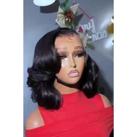 Bibi UNIT Raw donor 300gram 10” layered bob, 13x6 pure luxury